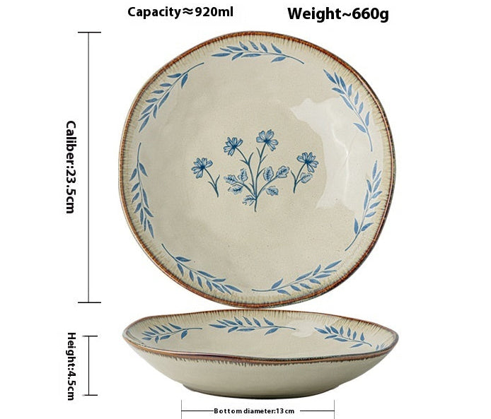 (青いフローラルボウル)Aoba Blue Floral Bowl