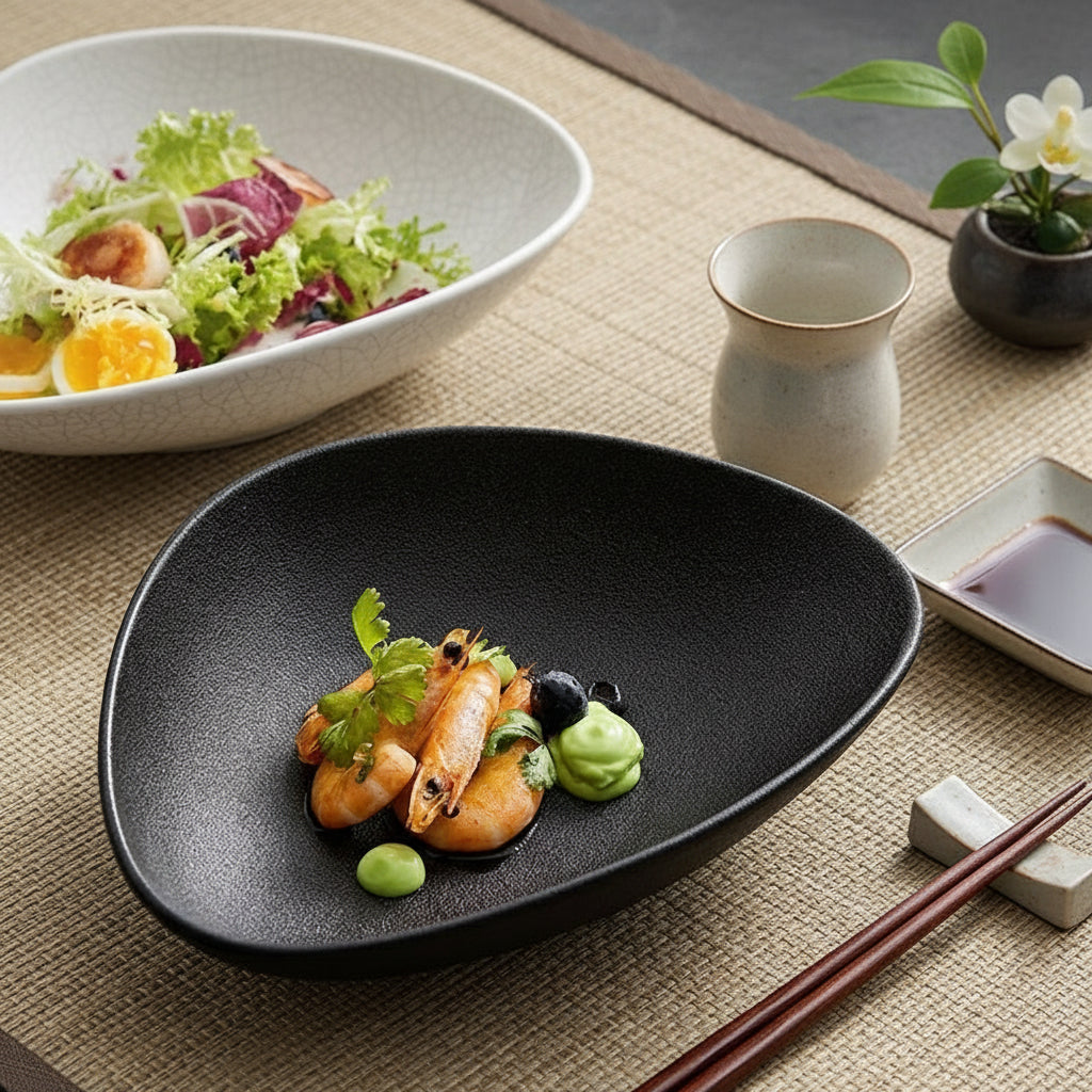 Black Organic-Shape Dinner Plate