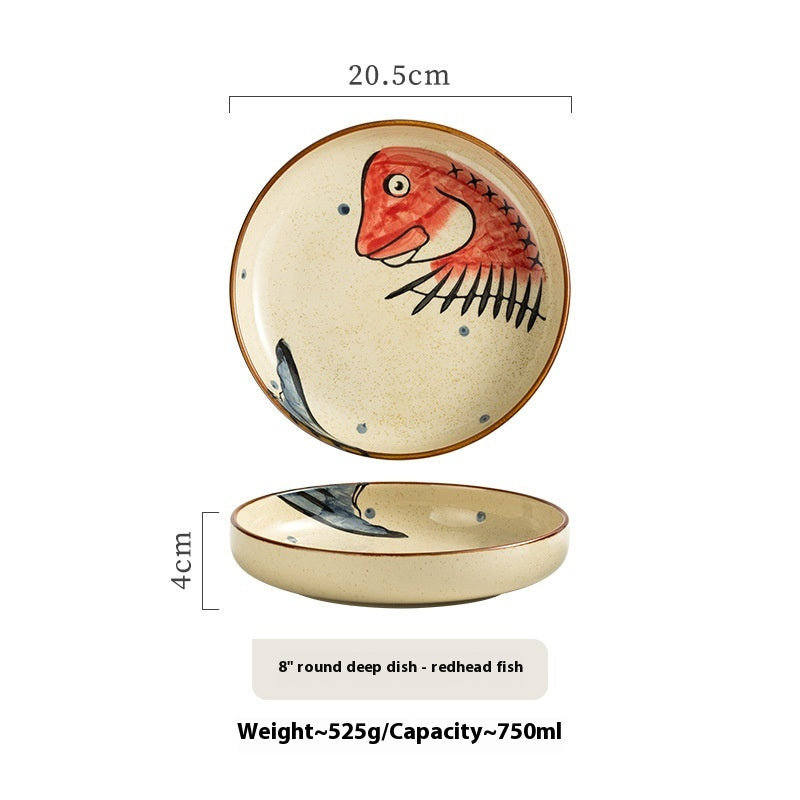 子猫小魚皿　kitten and small fish plate