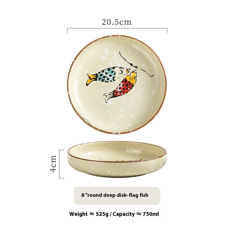 子猫小魚皿　kitten and small fish plate