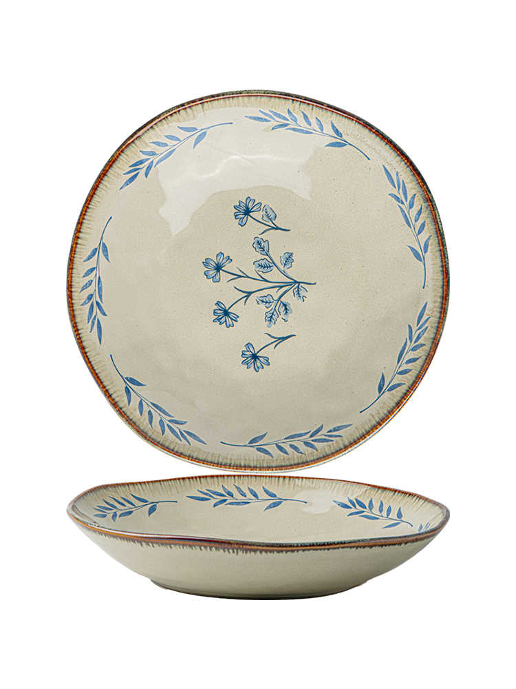 (青いフローラルボウル)Aoba Blue Floral Bowl