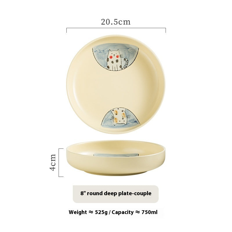 子猫小魚皿　kitten and small fish plate